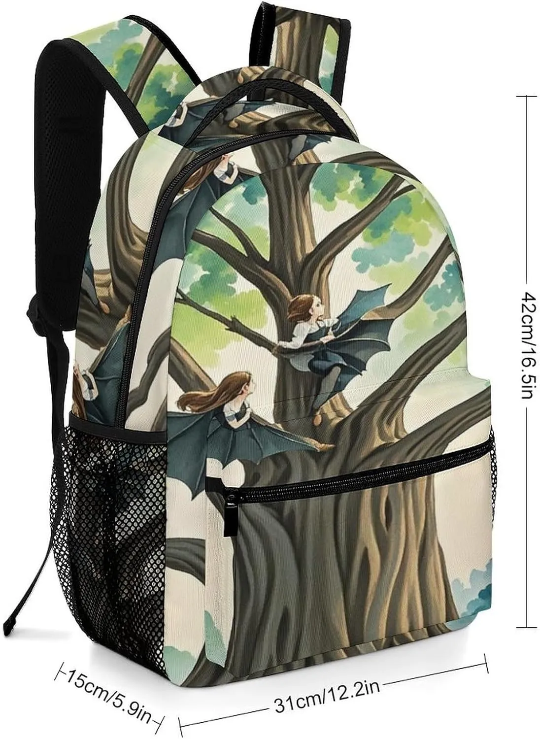 Small Backpacks Personalized Fairy on The Bat Printing Travel Bag Lightweight Travel Backpack For Women Men