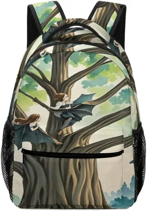 Small Backpacks Personalized Fairy on The Bat Printing Travel Bag Lightweight Travel Backpack For Women Men