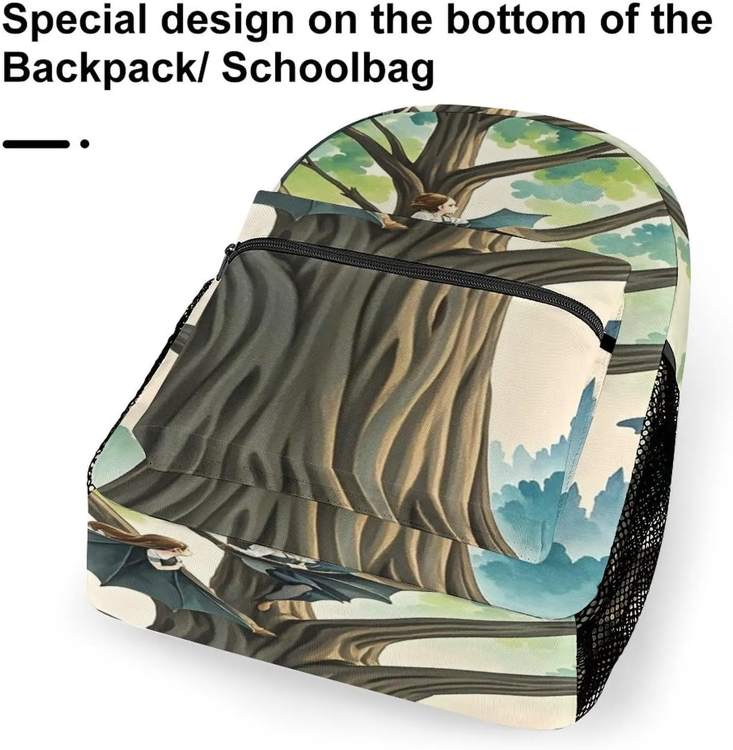 Small Backpacks Personalized Fairy on The Bat Printing Travel Bag Lightweight Travel Backpack For Women Men