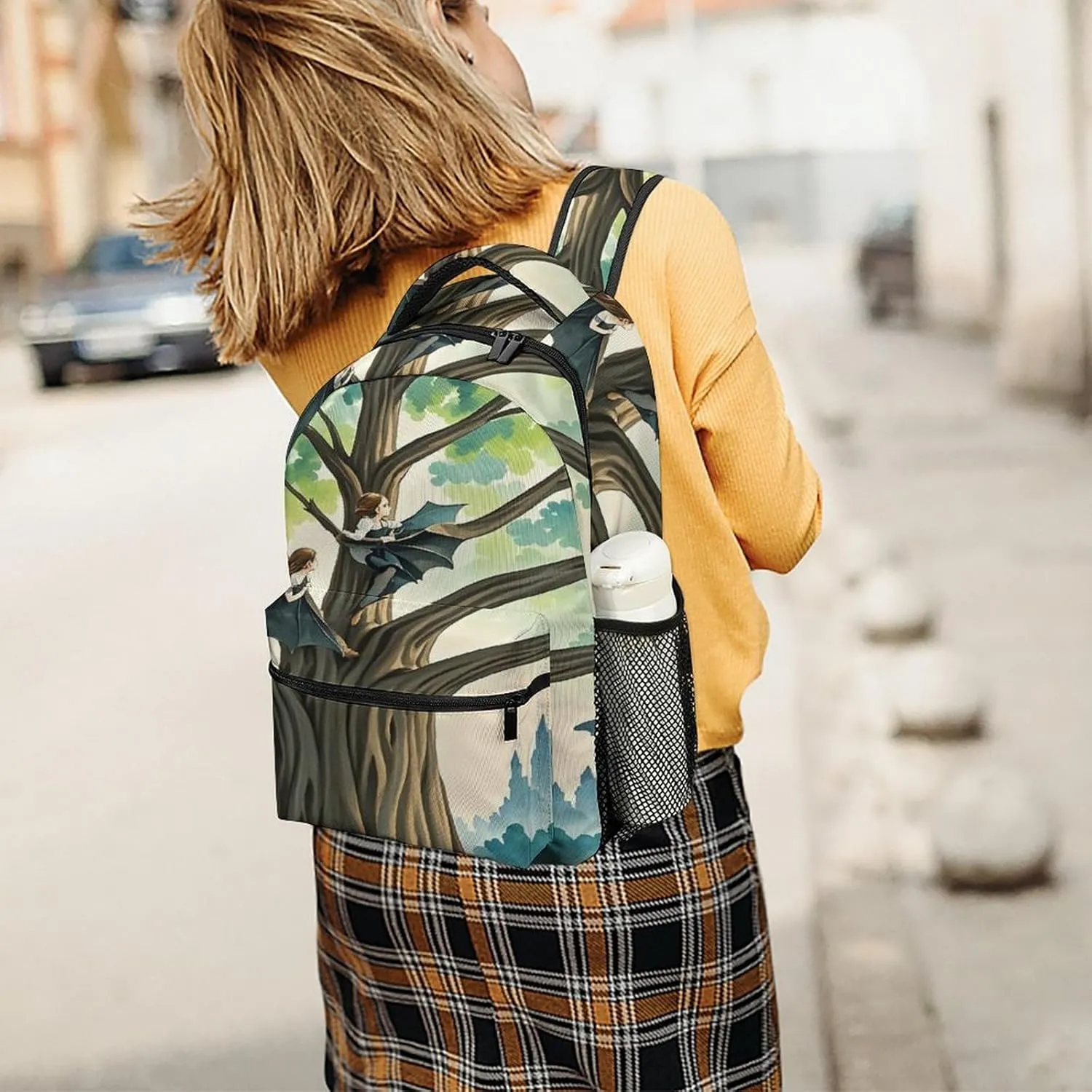 Small Backpacks Personalized Fairy on The Bat Printing Travel Bag Lightweight Travel Backpack For Women Men