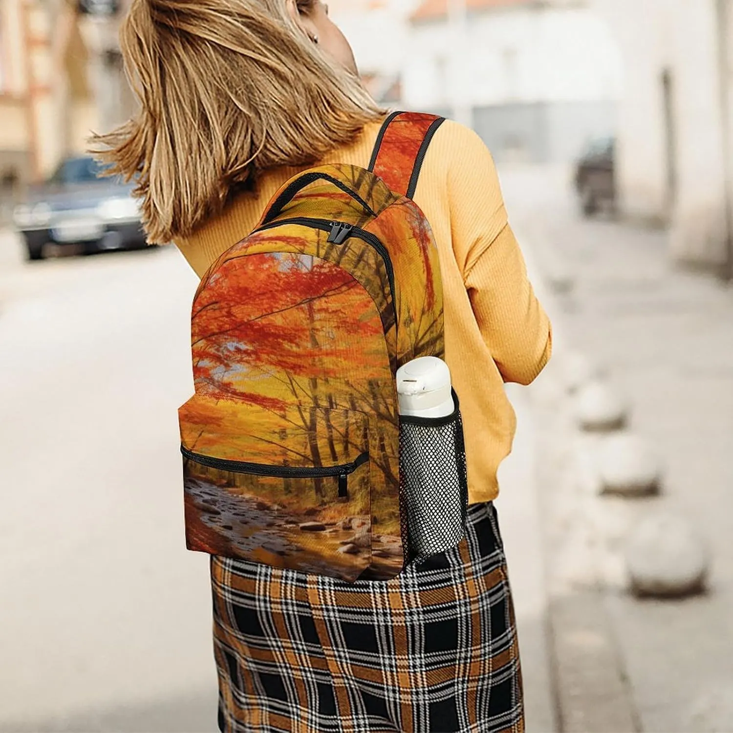 Small Backpacks Personalized Fall Foliage Printing Travel Bag Lightweight Travel Backpack For Women Men