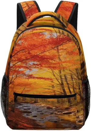 Small Backpacks Personalized Fall Foliage Printing Travel Bag Lightweight Travel Backpack For Women Men