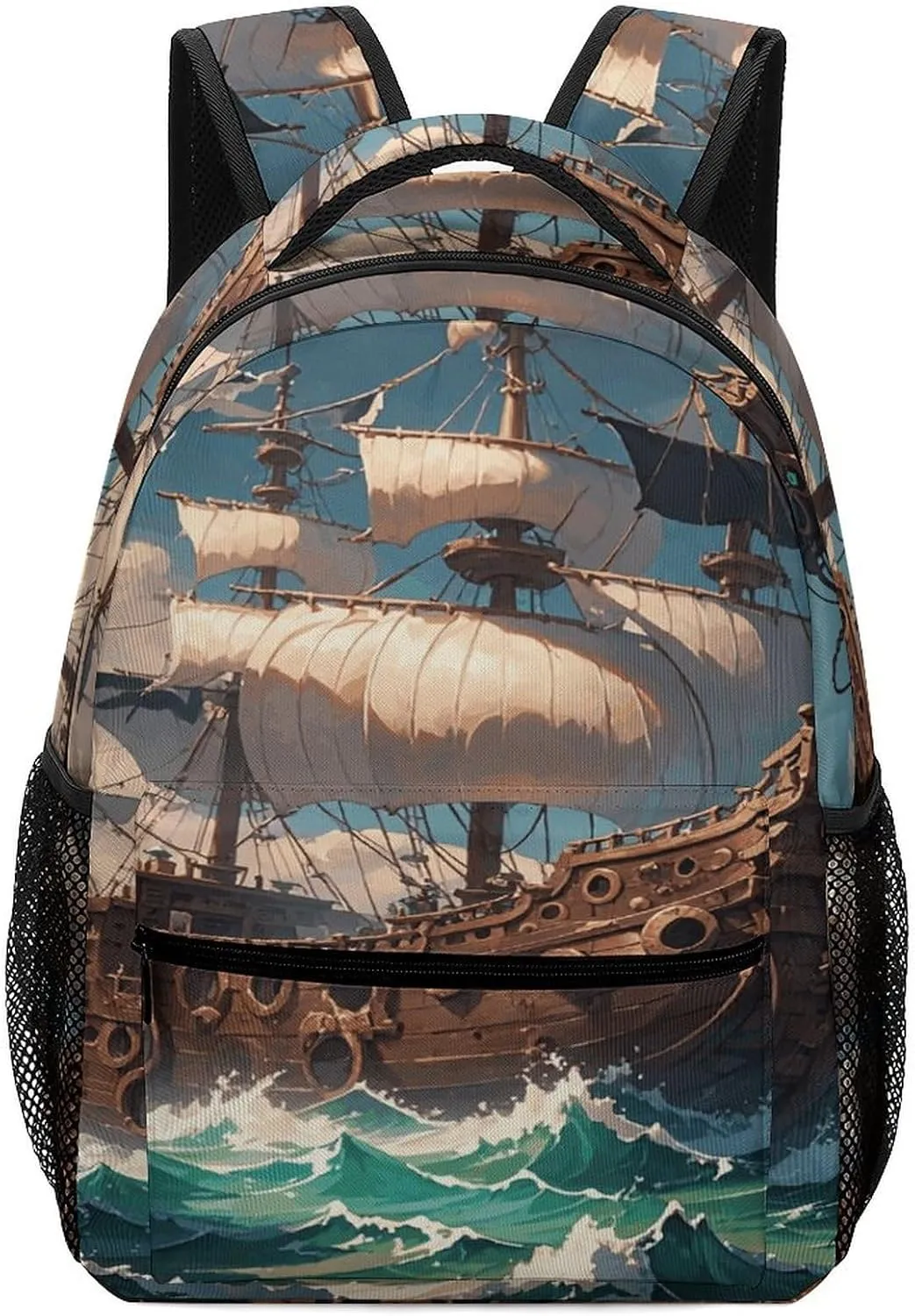 Small Backpacks Personalized Fantasy Pirate Ship Printing Travel Bag Lightweight Travel Backpack For Women Men