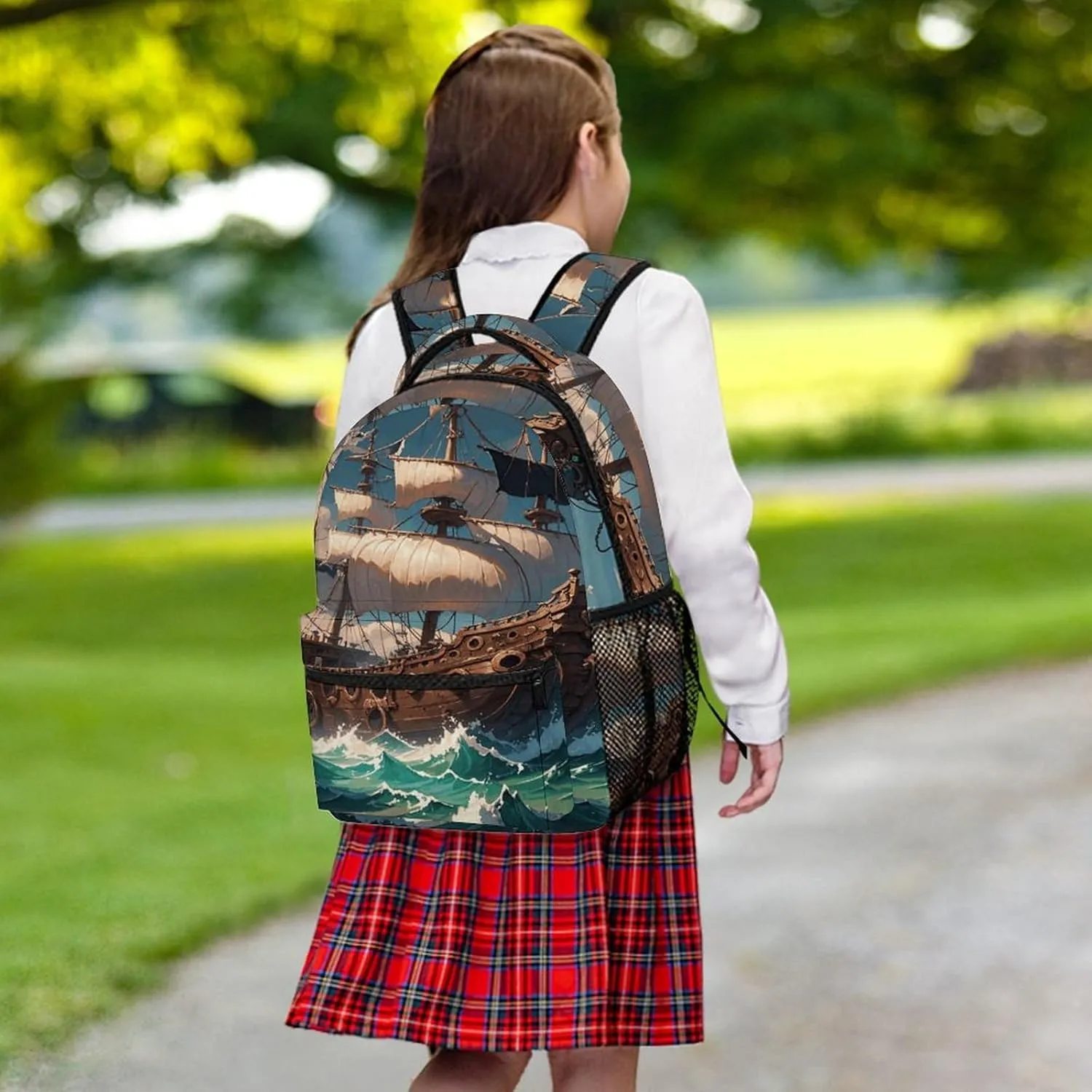 Small Backpacks Personalized Fantasy Pirate Ship Printing Travel Bag Lightweight Travel Backpack For Women Men