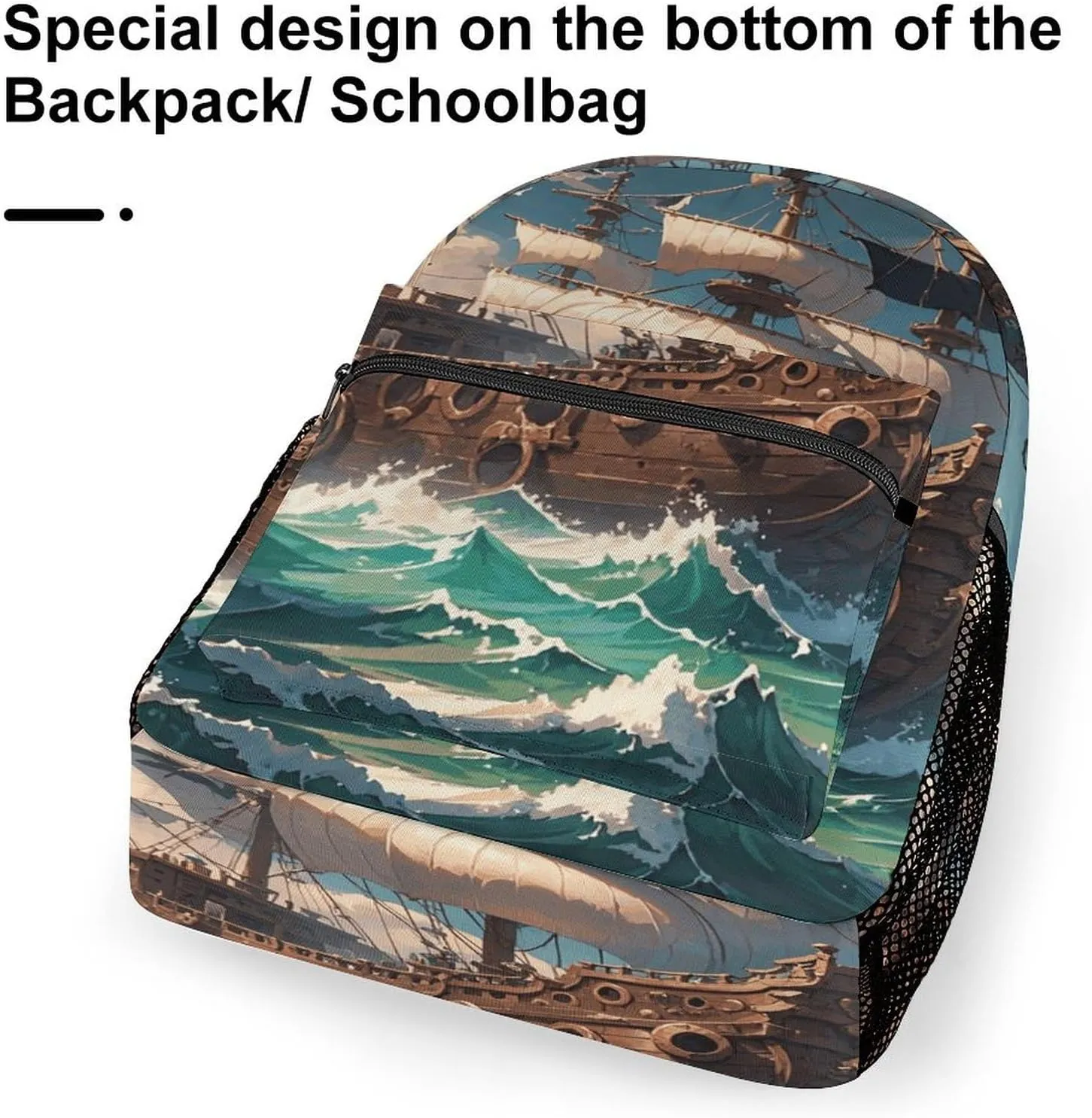Small Backpacks Personalized Fantasy Pirate Ship Printing Travel Bag Lightweight Travel Backpack For Women Men