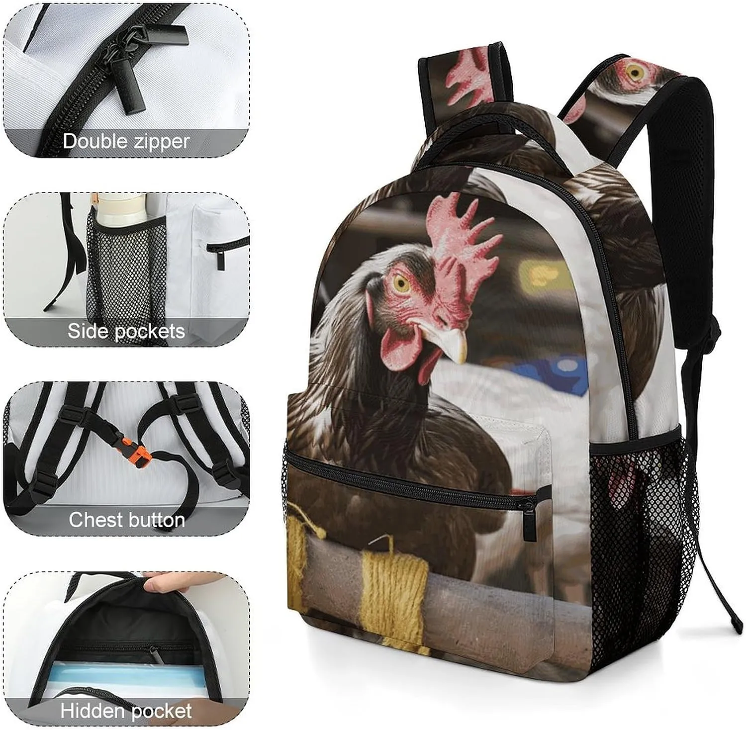 Small Backpacks Personalized Farm Animal Printing Travel Bag Lightweight Travel Backpack For Women Men