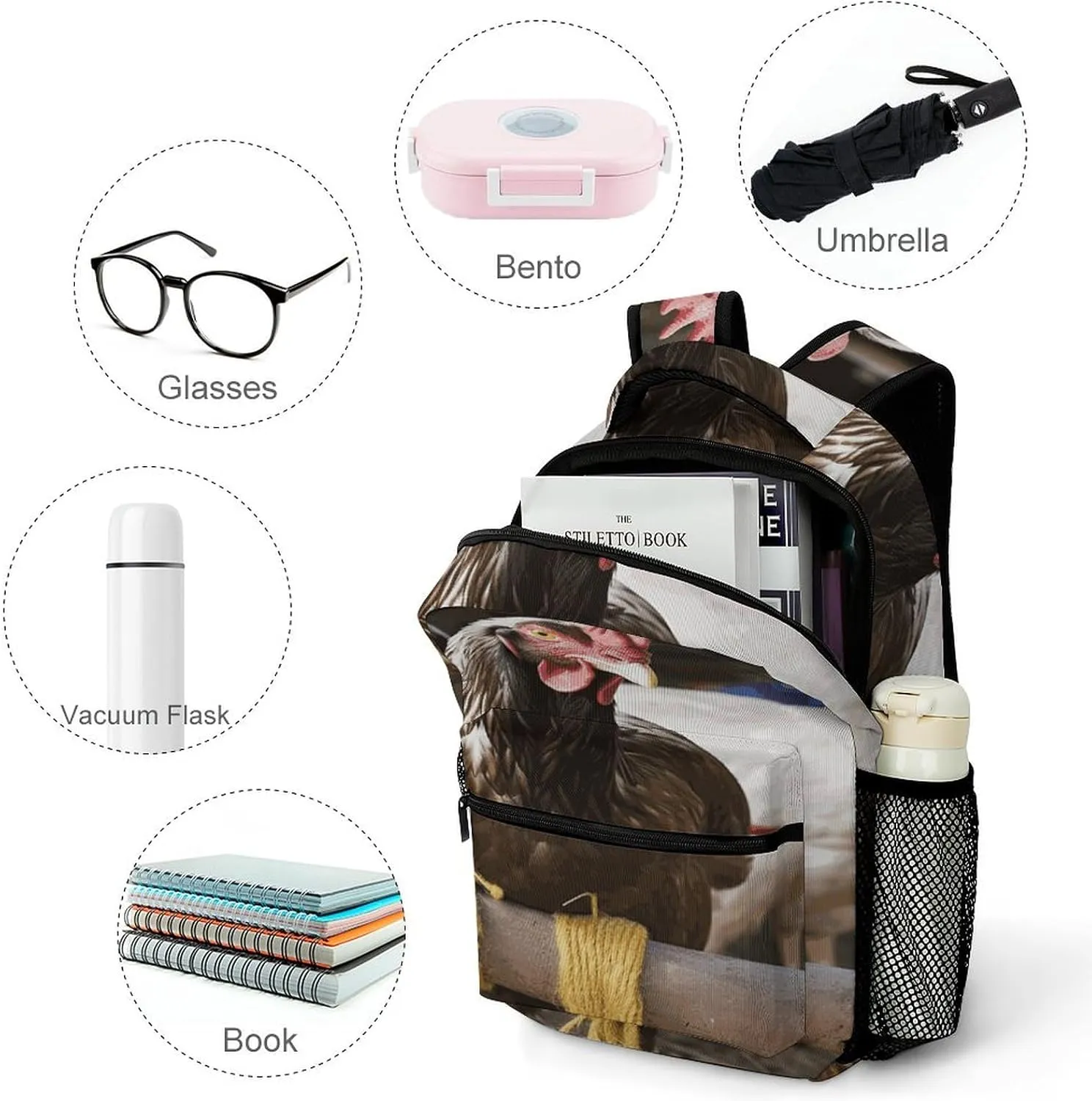 Small Backpacks Personalized Farm Animal Printing Travel Bag Lightweight Travel Backpack For Women Men