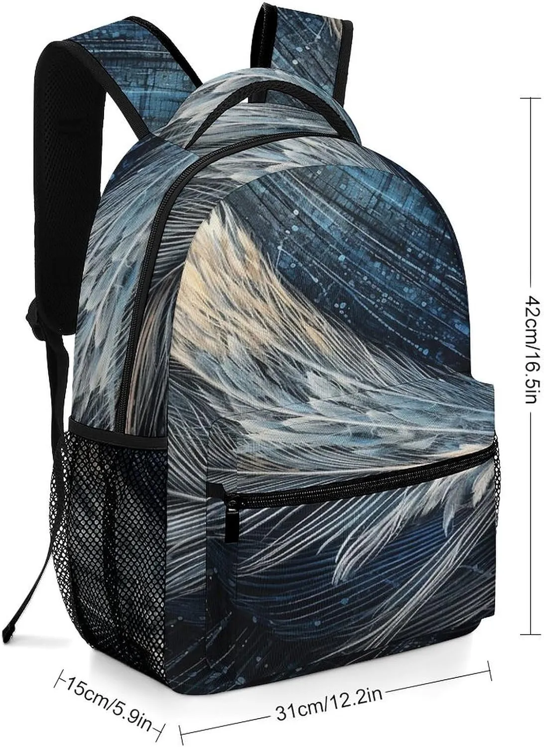 Small Backpacks Personalized Feather Shape Printing Travel Bag Lightweight Travel Backpack For Women Men