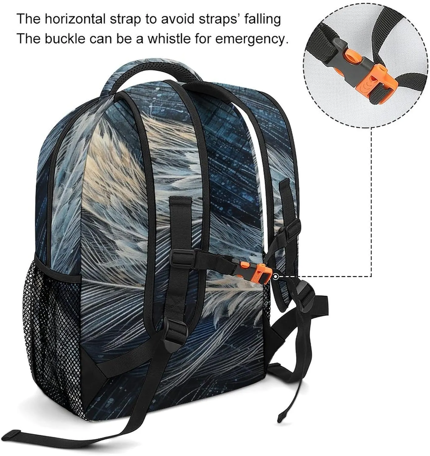Small Backpacks Personalized Feather Shape Printing Travel Bag Lightweight Travel Backpack For Women Men