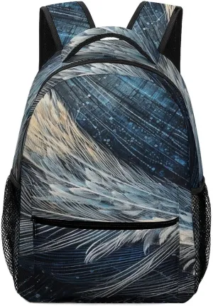 Small Backpacks Personalized Feather Shape Printing Travel Bag Lightweight Travel Backpack For Women Men