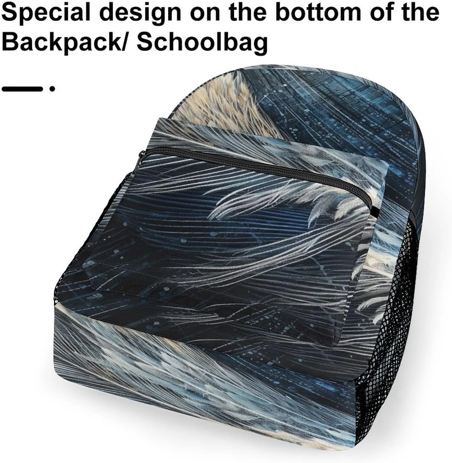 Small Backpacks Personalized Feather Shape Printing Travel Bag Lightweight Travel Backpack For Women Men
