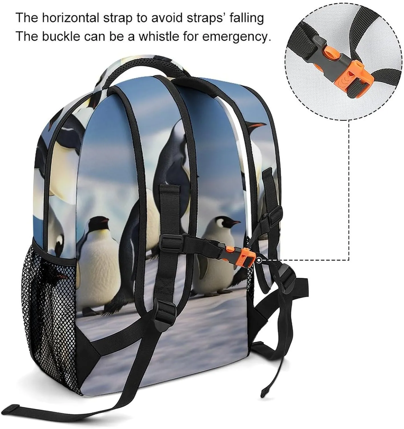 Small Backpacks Personalized Five Penguins Printing Travel Bag Lightweight Travel Backpack For Women Men