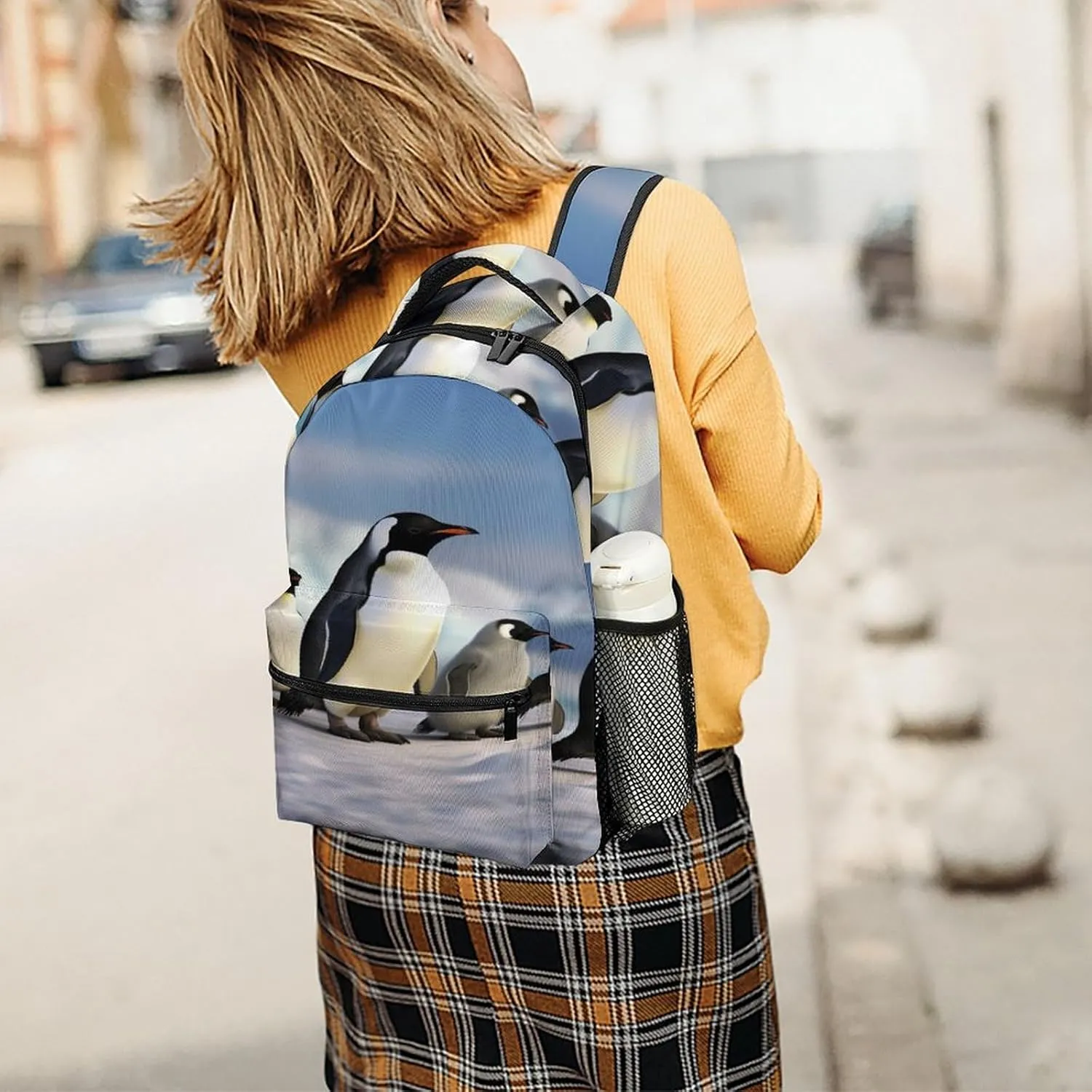 Small Backpacks Personalized Five Penguins Printing Travel Bag Lightweight Travel Backpack For Women Men