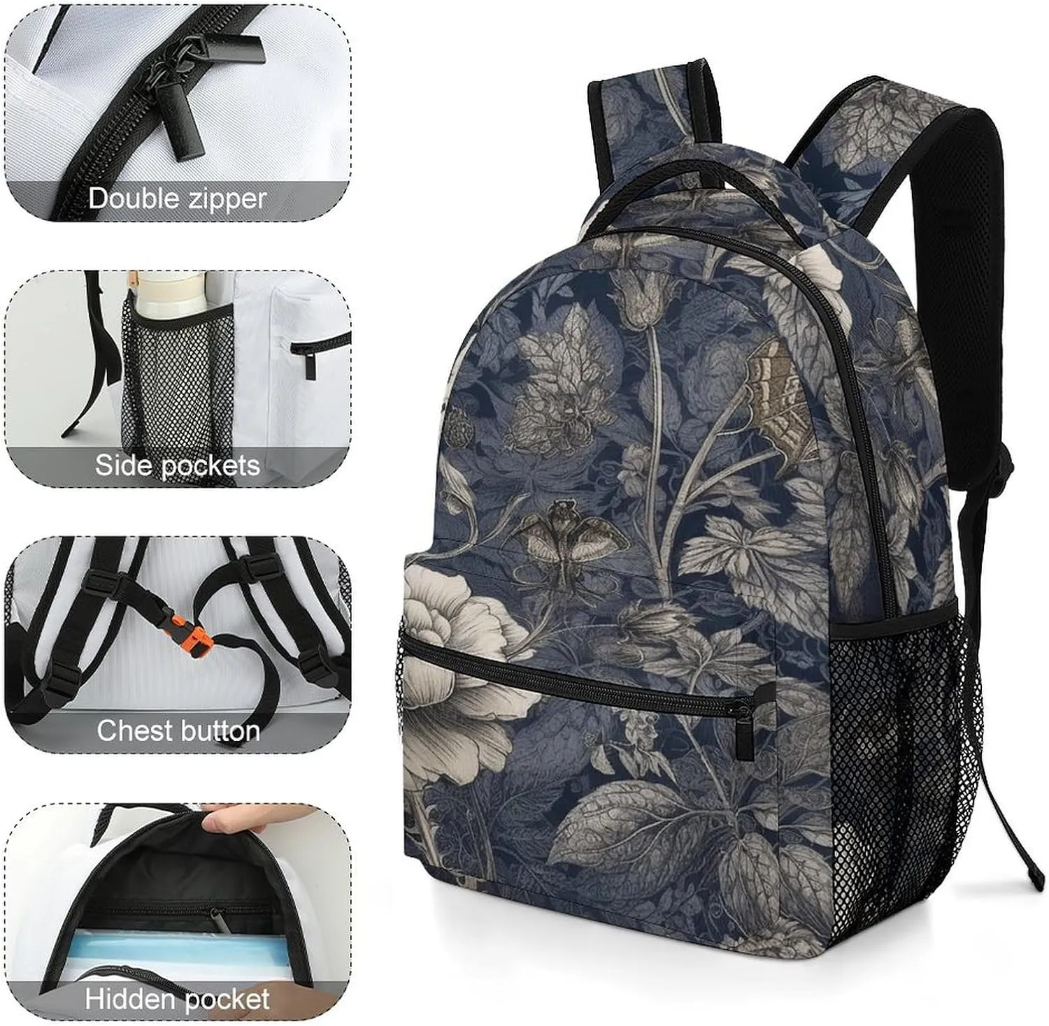 Small Backpacks Personalized Floral Print Printing Travel Bag Lightweight Travel Backpack For Women Men