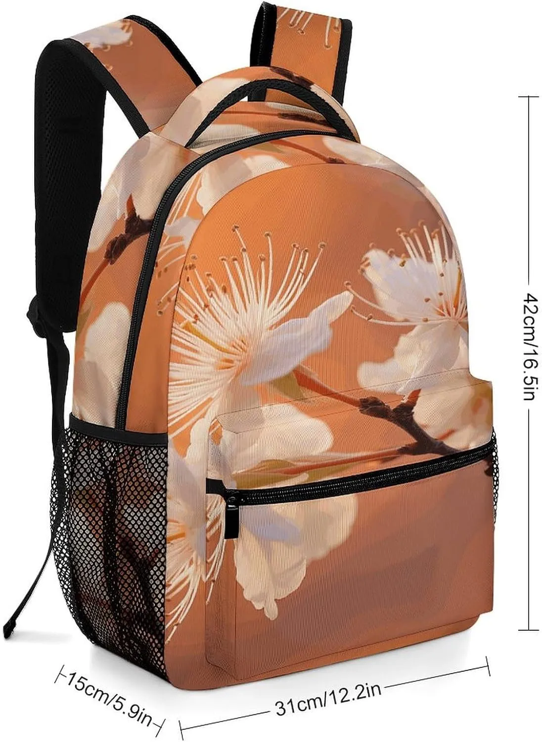Small Backpacks Personalized Flowers Under Orange Light Printing Travel Bag Lightweight Travel Backpack For Women Men