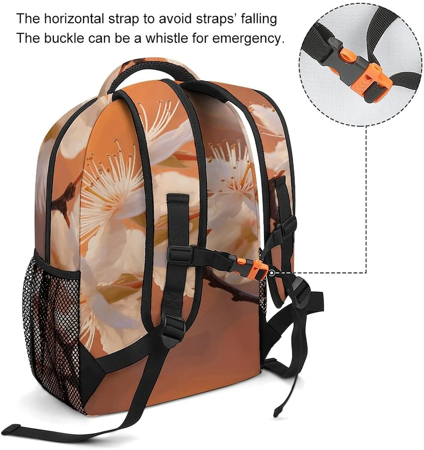 Small Backpacks Personalized Flowers Under Orange Light Printing Travel Bag Lightweight Travel Backpack For Women Men