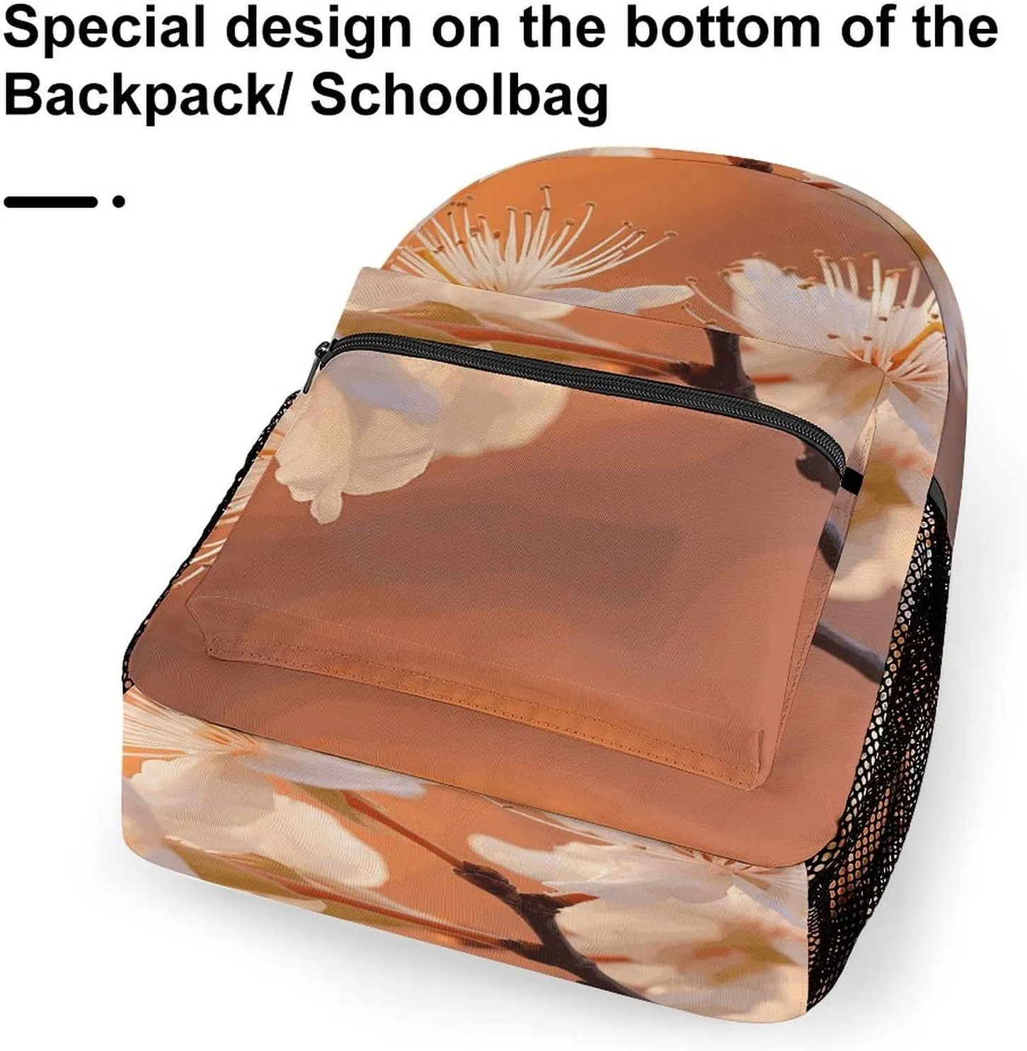 Small Backpacks Personalized Flowers Under Orange Light Printing Travel Bag Lightweight Travel Backpack For Women Men