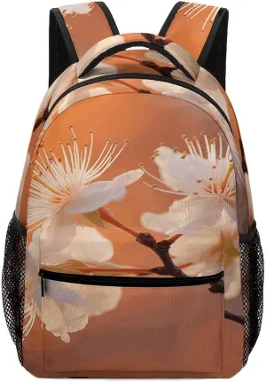Small Backpacks Personalized Flowers Under Orange Light Printing Travel Bag Lightweight Travel Backpack For Women Men