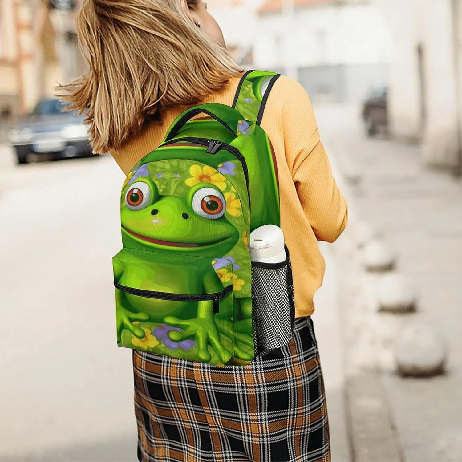 Small Backpacks Personalized Frog Printing Travel Bag Lightweight Travel Backpack For Women Men