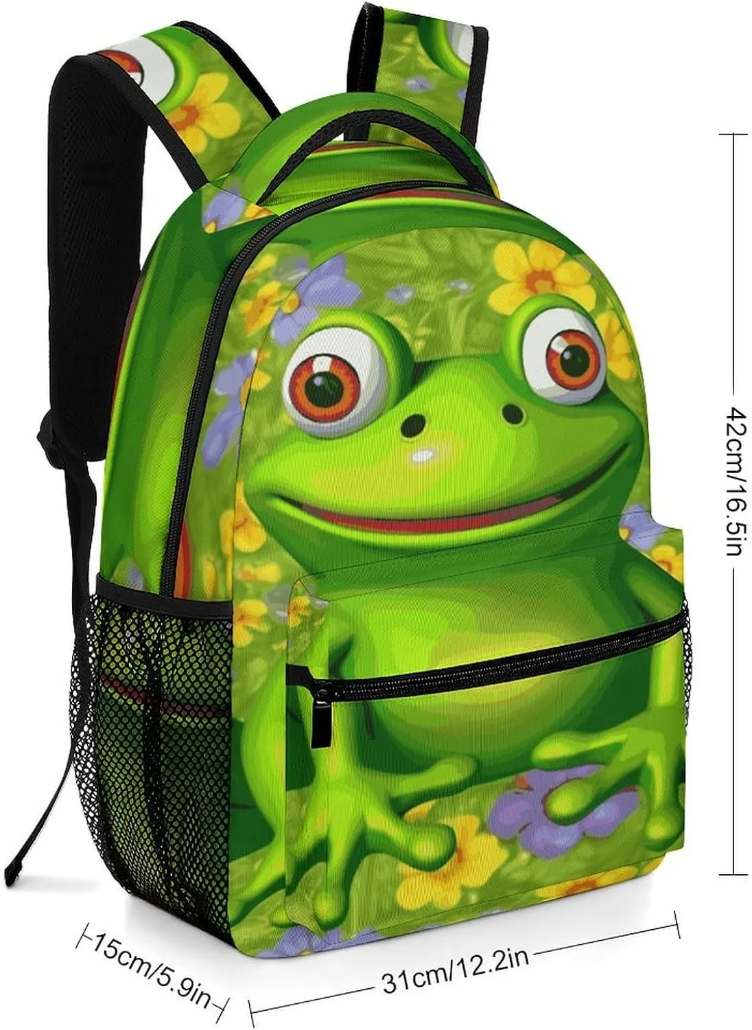 Small Backpacks Personalized Frog Printing Travel Bag Lightweight Travel Backpack For Women Men