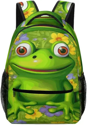 Small Backpacks Personalized Frog Printing Travel Bag Lightweight Travel Backpack For Women Men