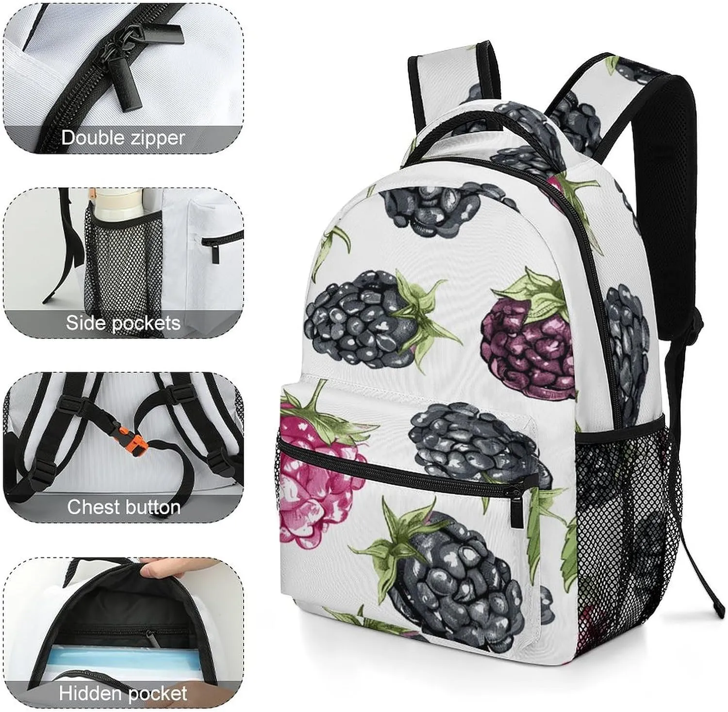 Small Backpacks Personalized Fruit Pattern Printing Travel Bag Lightweight Travel Backpack For Women Men