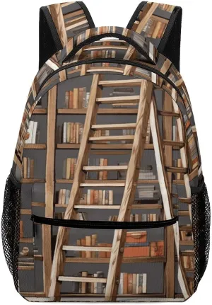Small Backpacks Personalized Funny Book Shelves Printing Travel Bag Lightweight Travel Backpack For Women Men