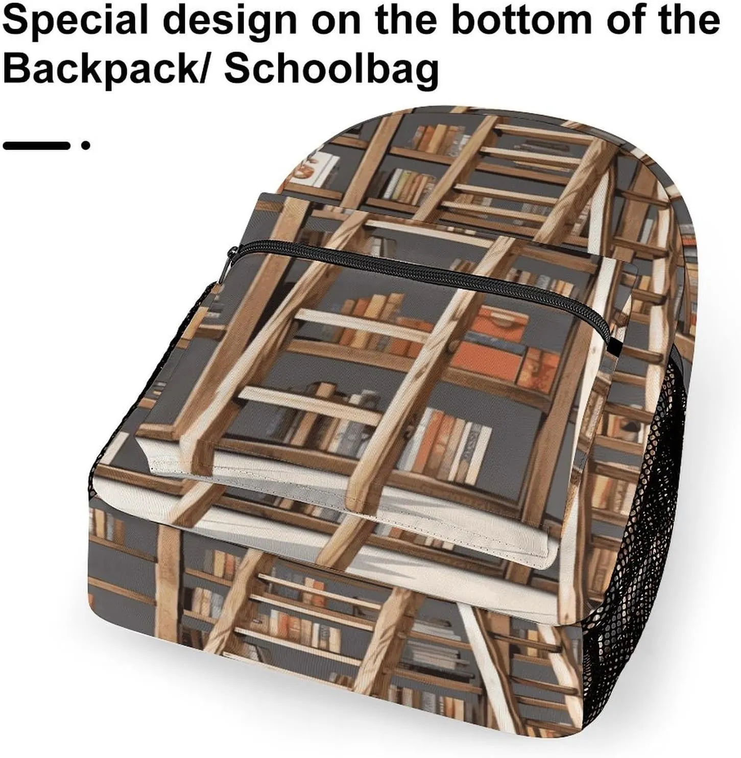 Small Backpacks Personalized Funny Book Shelves Printing Travel Bag Lightweight Travel Backpack For Women Men