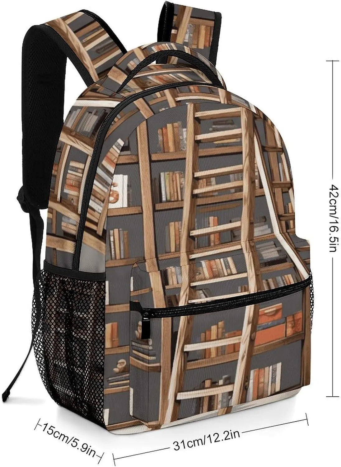 Small Backpacks Personalized Funny Book Shelves Printing Travel Bag Lightweight Travel Backpack For Women Men