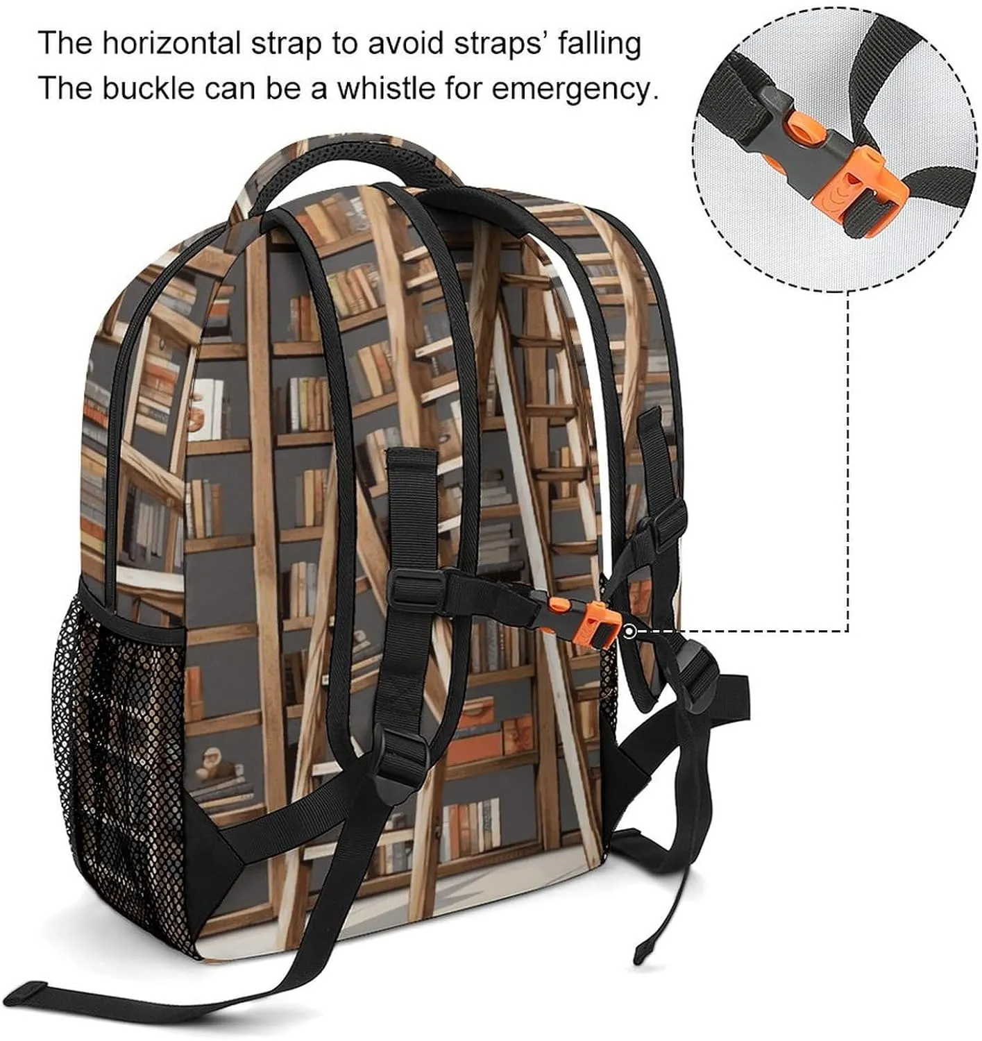 Small Backpacks Personalized Funny Book Shelves Printing Travel Bag Lightweight Travel Backpack For Women Men