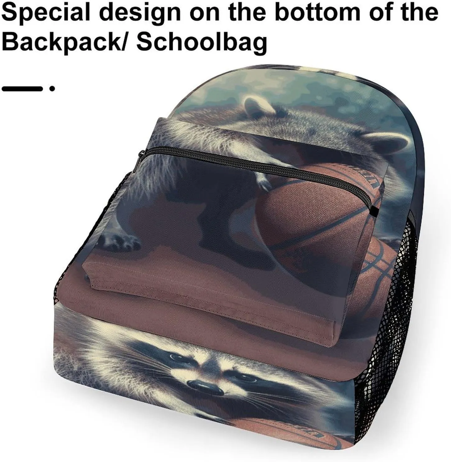 Small Backpacks Personalized Funny Raccoon Basketball Printing Travel Bag Lightweight Travel Backpack For Women Men