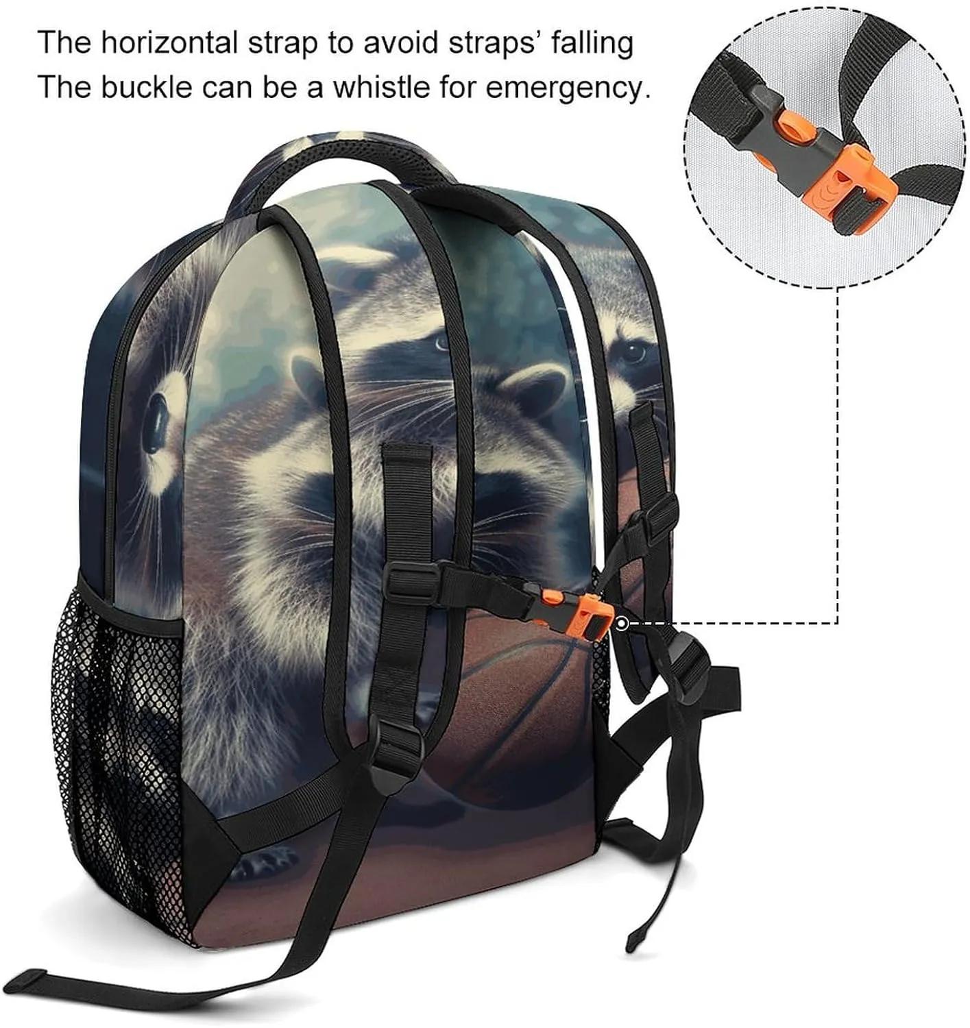 Small Backpacks Personalized Funny Raccoon Basketball Printing Travel Bag Lightweight Travel Backpack For Women Men