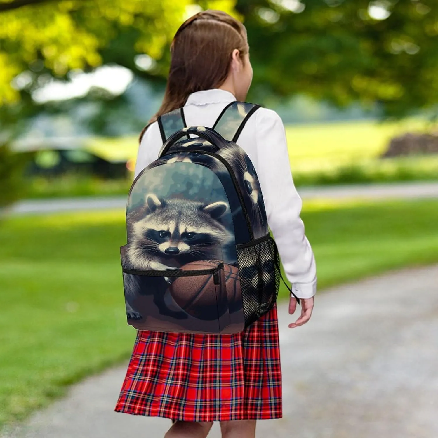 Small Backpacks Personalized Funny Raccoon Basketball Printing Travel Bag Lightweight Travel Backpack For Women Men