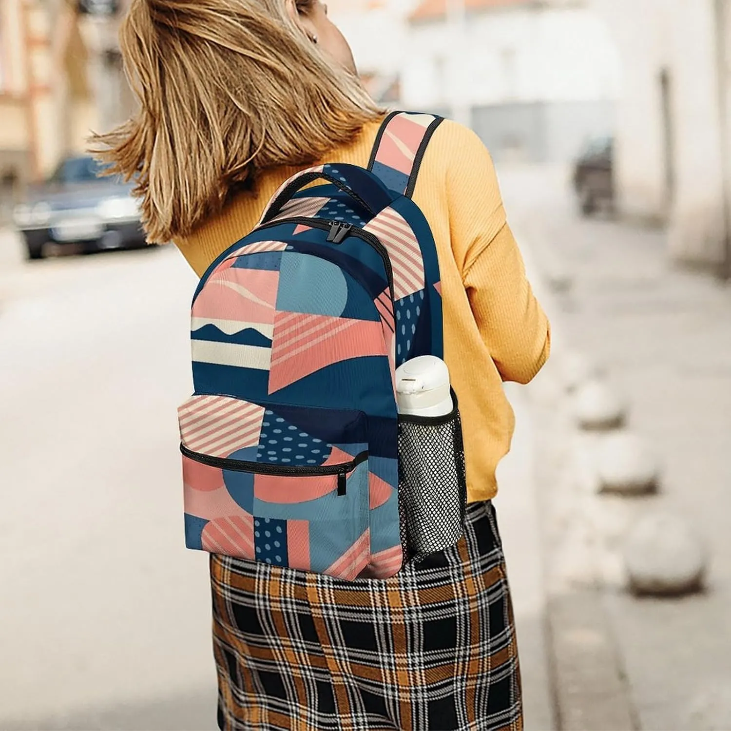 Small Backpacks Personalized Geometric Painting Printing Travel Bag Lightweight Travel Backpack For Women Men