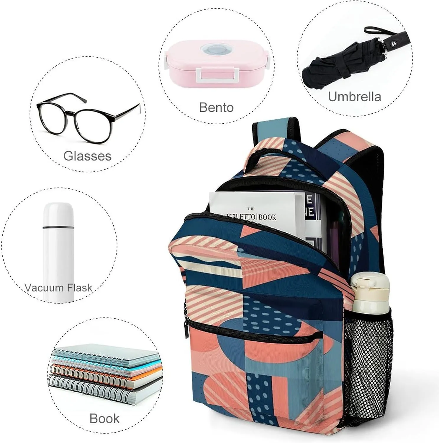 Small Backpacks Personalized Geometric Painting Printing Travel Bag Lightweight Travel Backpack For Women Men