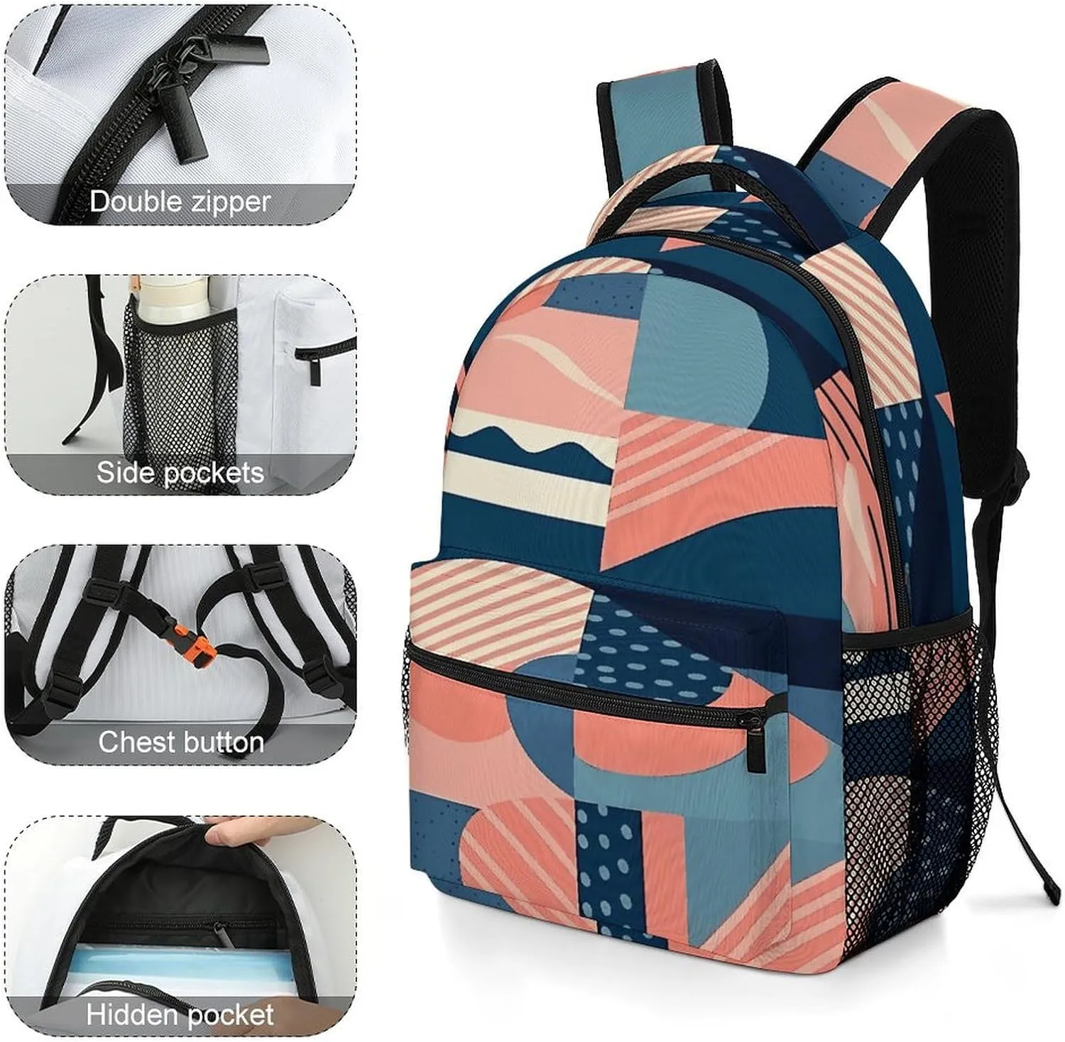 Small Backpacks Personalized Geometric Painting Printing Travel Bag Lightweight Travel Backpack For Women Men