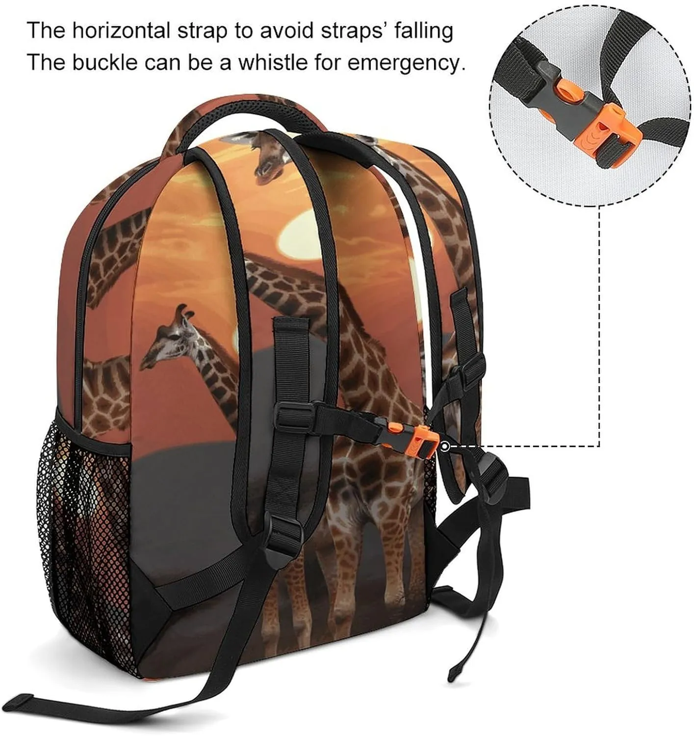 Small Backpacks Personalized Giraffe at Sunset Printing Travel Bag Lightweight Travel Backpack For Women Men