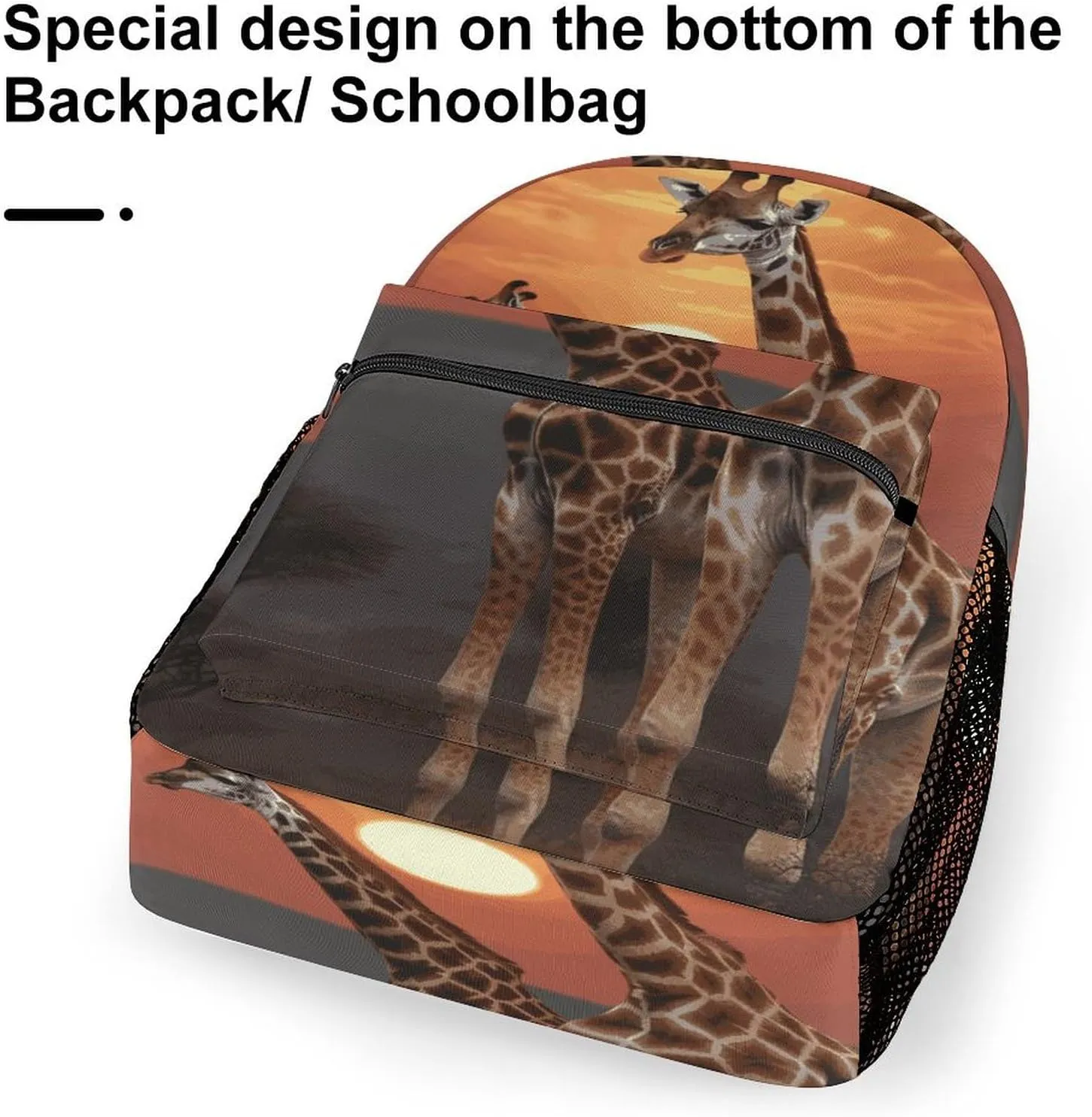 Small Backpacks Personalized Giraffe at Sunset Printing Travel Bag Lightweight Travel Backpack For Women Men