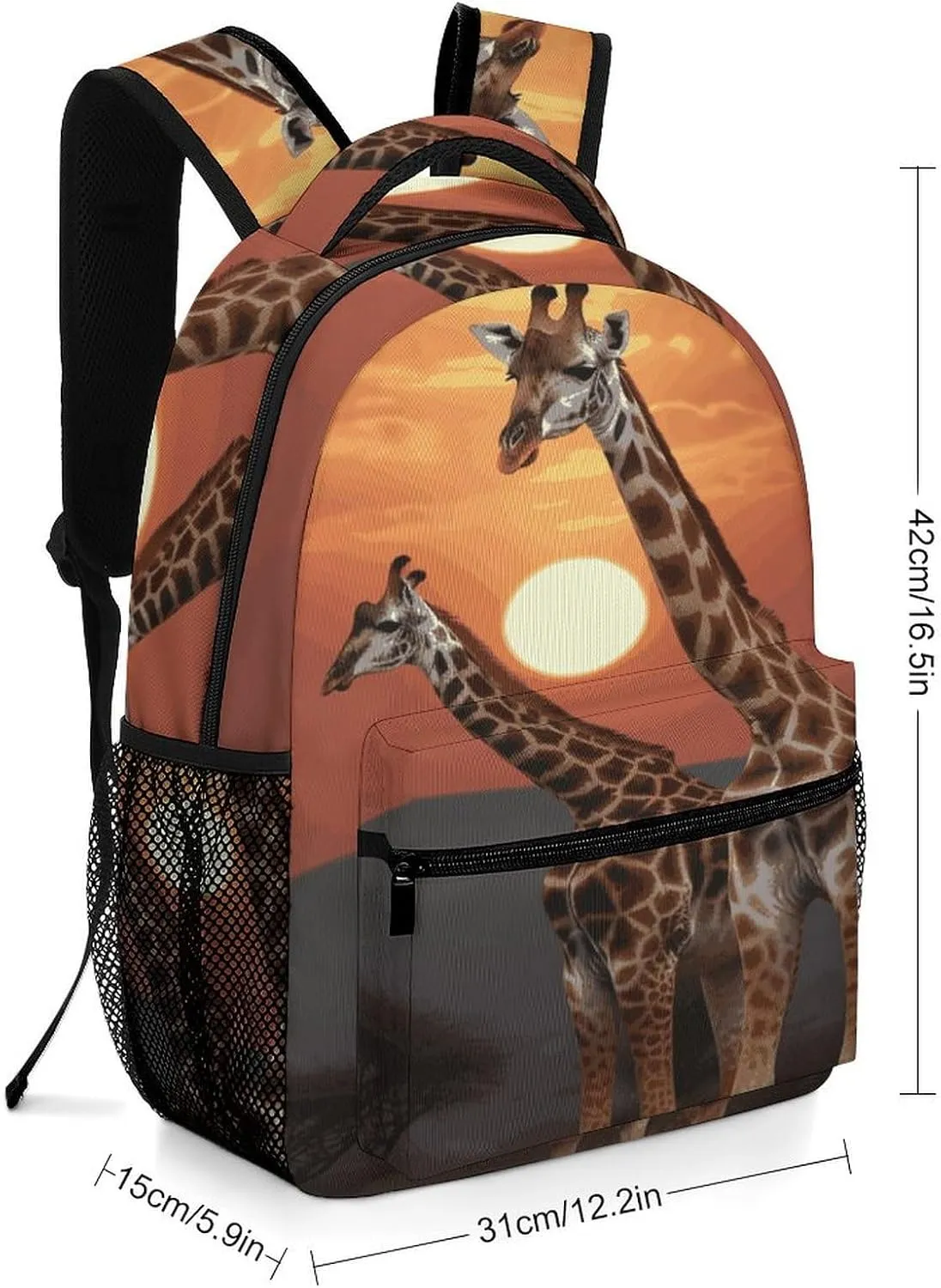 Small Backpacks Personalized Giraffe at Sunset Printing Travel Bag Lightweight Travel Backpack For Women Men