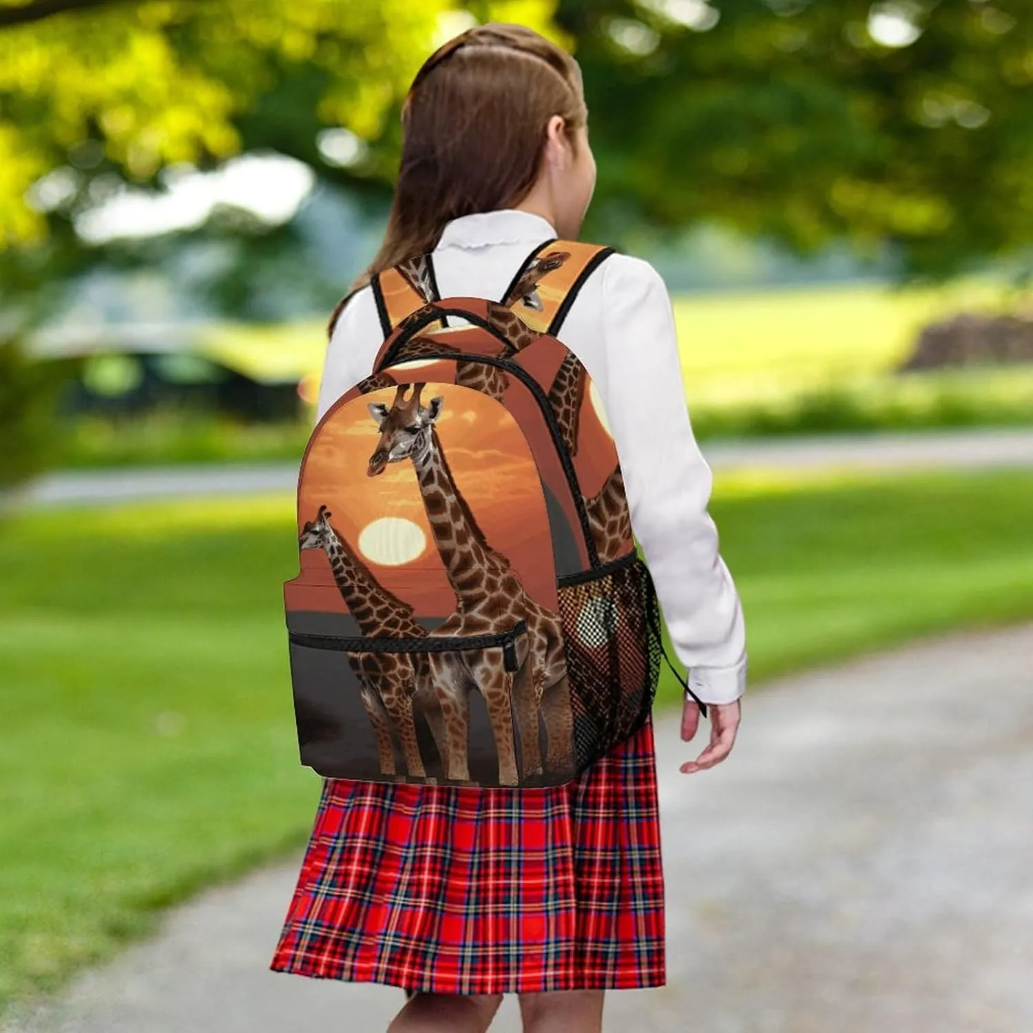Small Backpacks Personalized Giraffe at Sunset Printing Travel Bag Lightweight Travel Backpack For Women Men