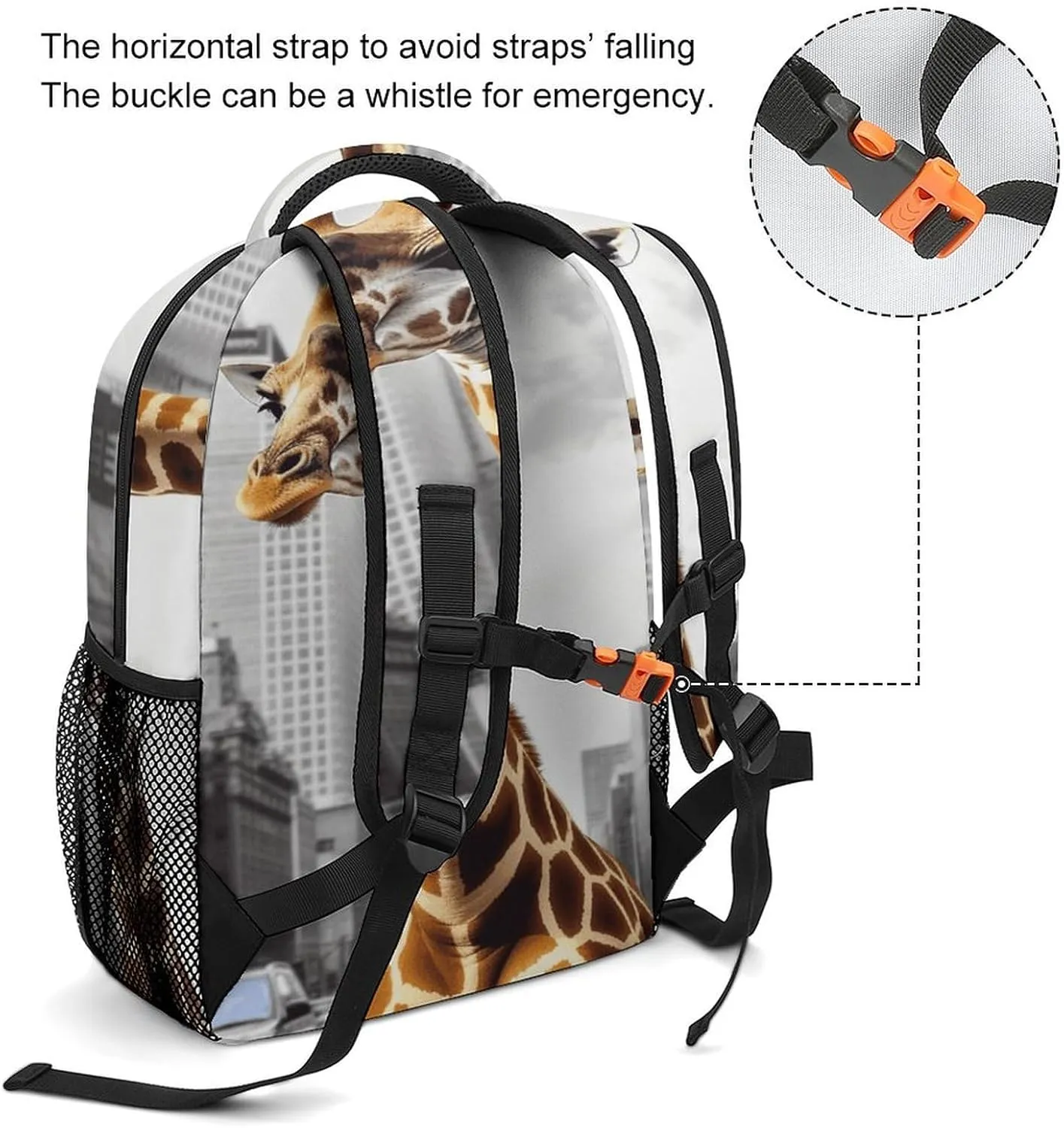 Small Backpacks Personalized Giraffe in New York Printing Travel Bag Lightweight Travel Backpack For Women Men