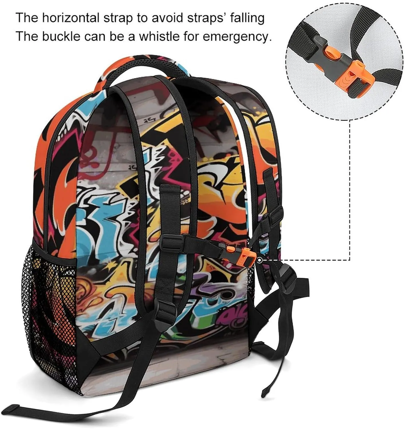 Small Backpacks Personalized Graffiti Hip Hop Printing Travel Bag Lightweight Travel Backpack For Women Men