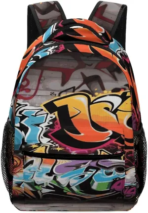 Small Backpacks Personalized Graffiti Hip Hop Printing Travel Bag Lightweight Travel Backpack For Women Men