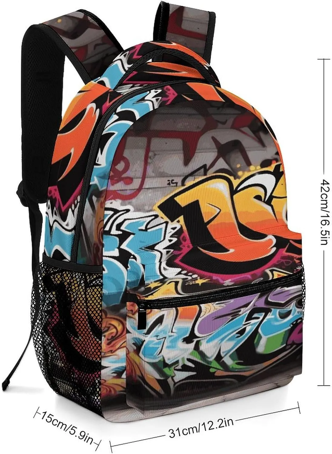 Small Backpacks Personalized Graffiti Hip Hop Printing Travel Bag Lightweight Travel Backpack For Women Men
