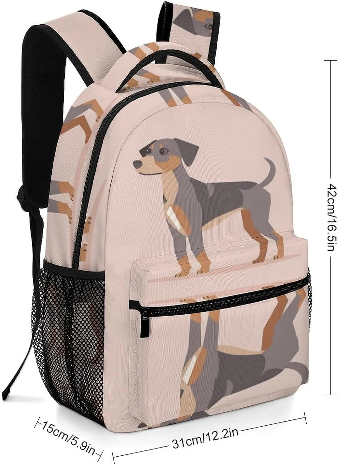 Small Backpacks Personalized Gray And Brown Dogs Printing Travel Bag Lightweight Travel Backpack For Women Men