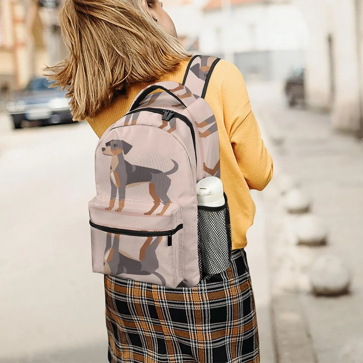 Small Backpacks Personalized Gray And Brown Dogs Printing Travel Bag Lightweight Travel Backpack For Women Men