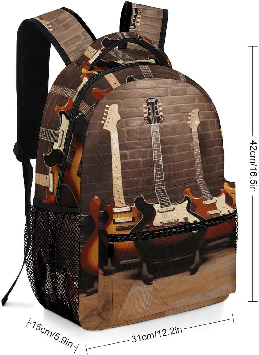 Small Backpacks Personalized Guitar Collection Printing Travel Bag Lightweight Travel Backpack For Women Men