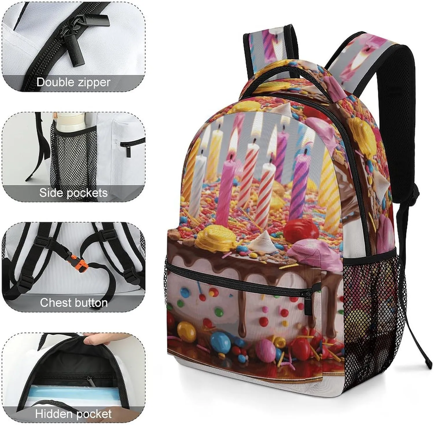 Small Backpacks Personalized Happy Birthday Beautiful Printing Travel Bag Lightweight Travel Backpack For Women Men