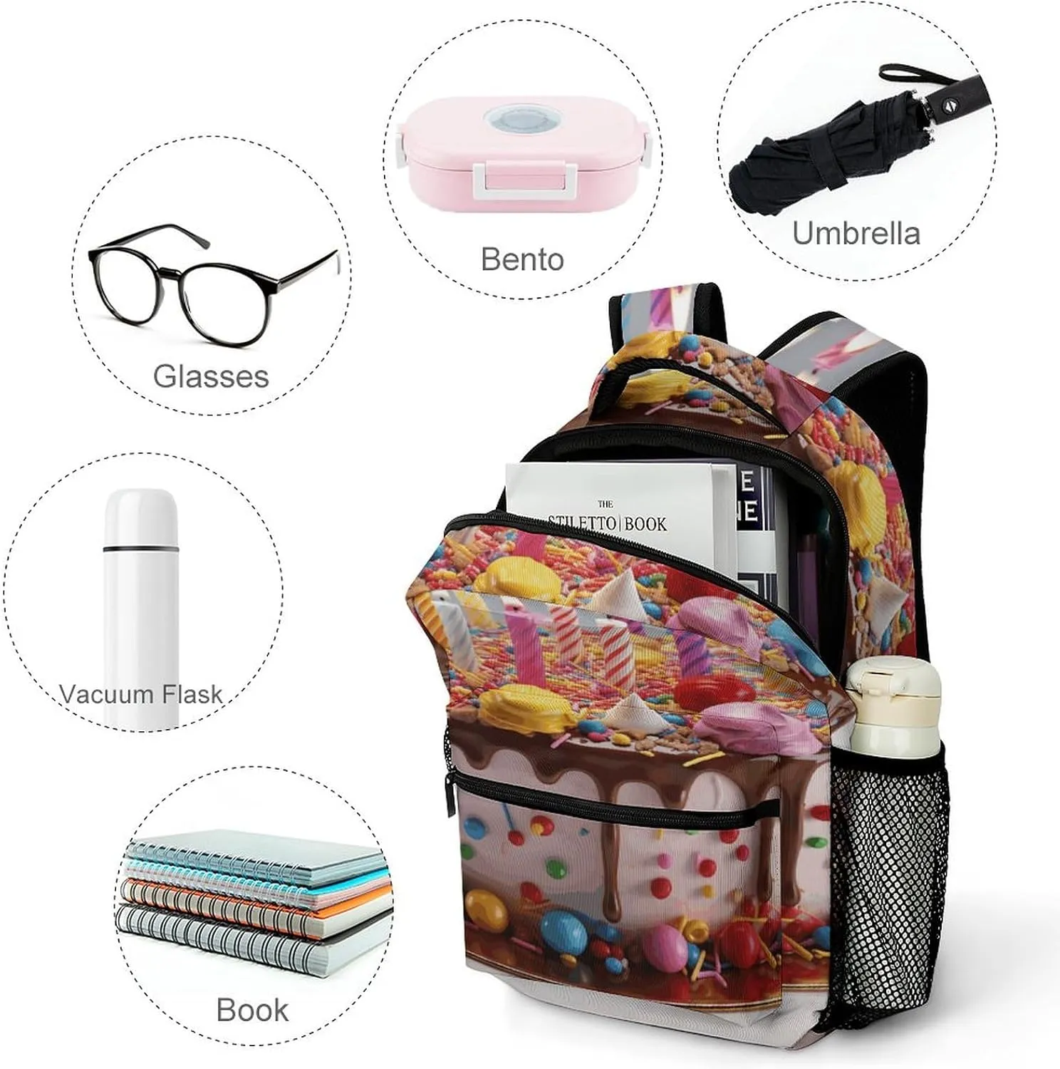 Small Backpacks Personalized Happy Birthday Beautiful Printing Travel Bag Lightweight Travel Backpack For Women Men