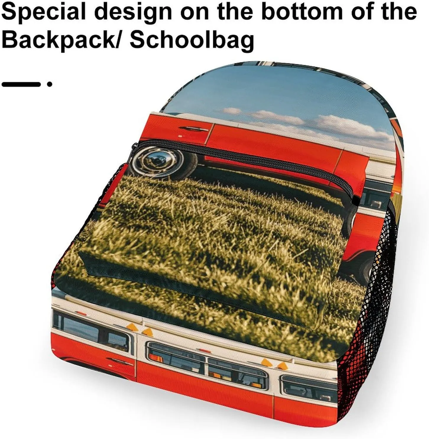 Small Backpacks Personalized Happy Bus Printing Travel Bag Lightweight Travel Backpack For Women Men
